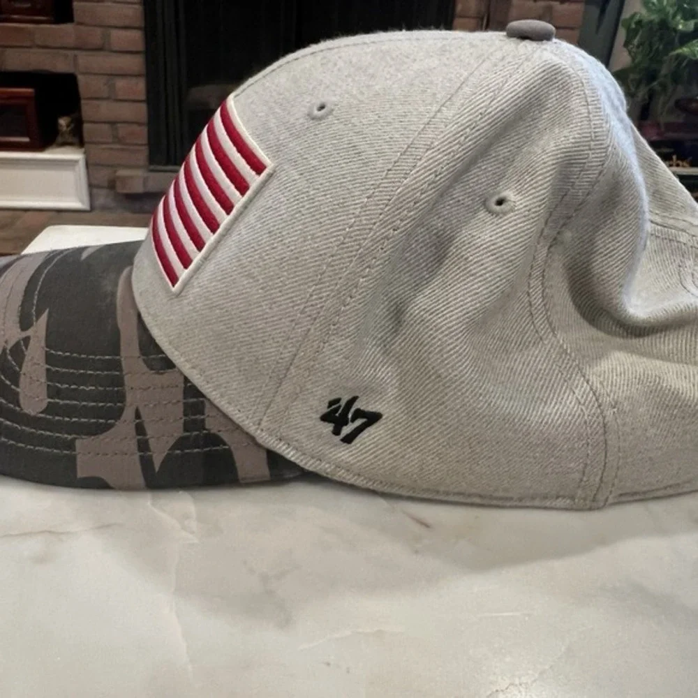 '47 Brand American Flag Hat Gray Camo Snapback Adjustable‎ USA Patriotic Cap